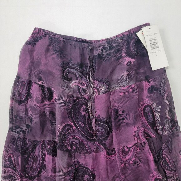 New York City Design Co. Purple Shiny Beading Women's Size Small SILK SKIRT New - Picture 2 of 8